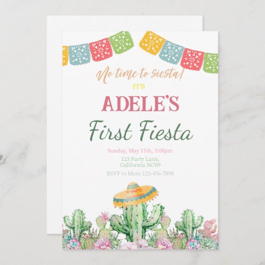 ファーストフィエスタ誕生日招待状フィエスタ招待状 招待状 (正面/裏面)
