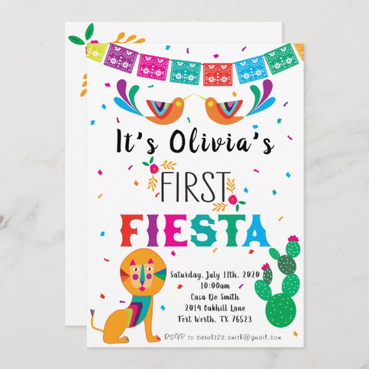 ファーストフィエスタ誕生日招待状 招待状 (正面/裏面)