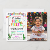 ファーストフィエスタ カラフル メキシカン 1歳の誕生日フォト 招待状 (正面)
