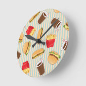 ファーストフードのパターン2 ラウンド壁時計 (傾斜)