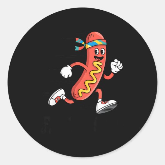 ファーストフードの面白いジョーク 運動 ジョギング ランニング ジム ラウンドシール (正面)