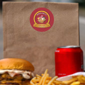 ファーストフードカスタムレストランのロゴ名とアイコン ラウンドシール