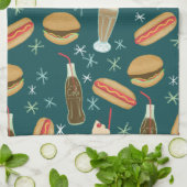 ファーストフードソーダ噴水ジャンクフード深いグリーン キッチンタオル (折り畳み)