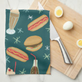 ファーストフードソーダ噴水ジャンクフード深いグリーン キッチンタオル (四つ折り)