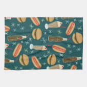 ファーストフードソーダ噴水ジャンクフード深いグリーン キッチンタオル (横)