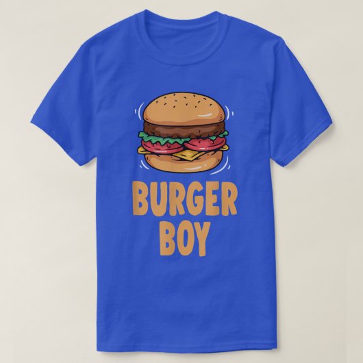 ファーストフード好きハンバーガーチーズバーガー少年 Tシャツ (デザイン正面)