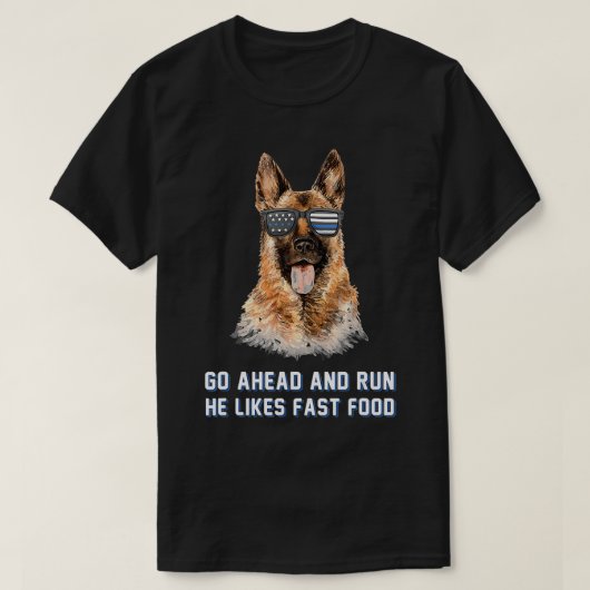 ファーストフード走のK9ユニッおもしろいト・ポリが好き Tシャツ (デザイン正面)