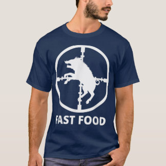 ファーストフード野生イノシシ狩り豚のハンター用狩り Tシャツ