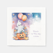 ファーストブデイお祝い-幽霊&パンプキン スタンダードカクテルナプキン (正面)