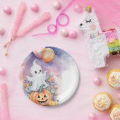 ファーストブデイお祝い-幽霊&パンプキン ペーパープレート (パーティー)