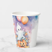 ファーストブデイお祝い-幽霊&パンプキン 紙コップ (正面)