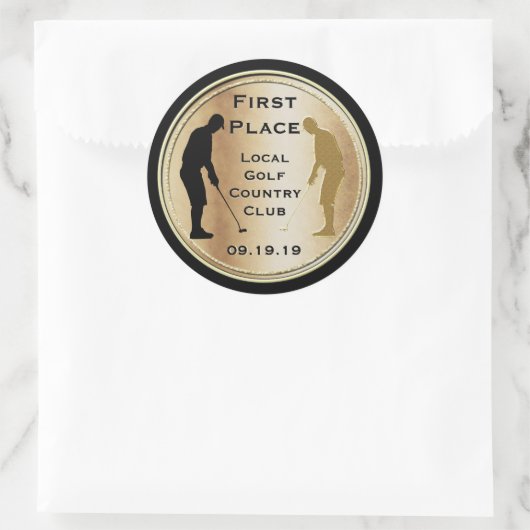 ファーストプレイス金ゴールドゴルフまたは保存デイトゴルフイベント ラウンドシール (バッグ)