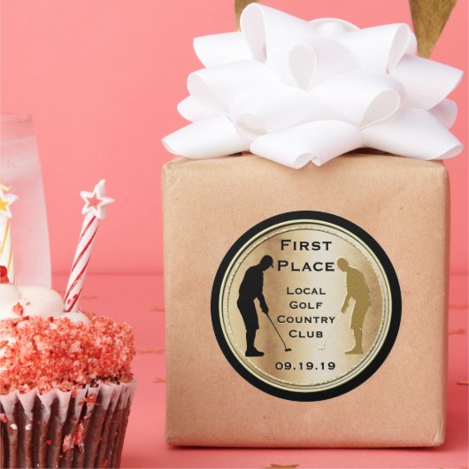 ファーストプレイス金ゴールドゴルフまたは保存デイトゴルフイベント ラウンドシール (パーティー)