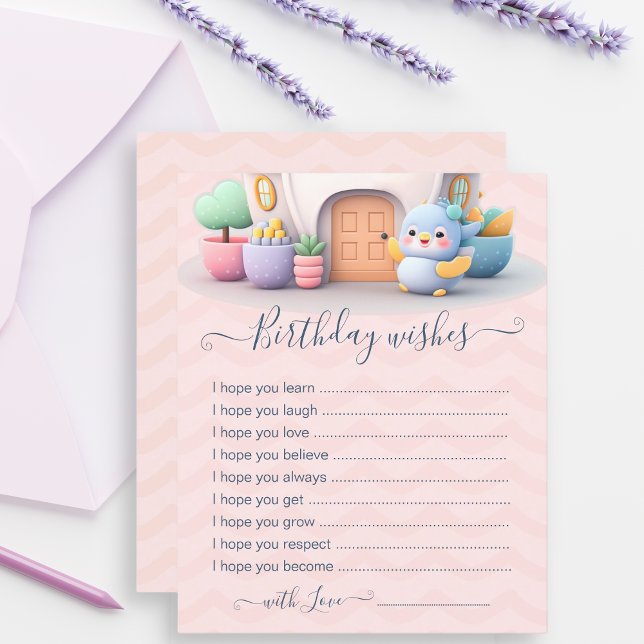 ファーストベビーガール誕生日ウィッシュカード (クリエイターアップロード済み)