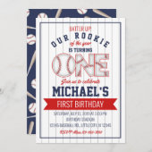 ファーストベースボール誕生日招待状 招待状 (正面/裏面)