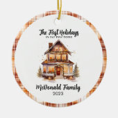 ファーストホリデーズニューハウスオレンジブラウンジンガムボホ セラミックオーナメント (正面)