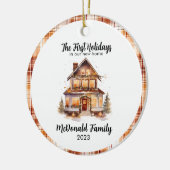 ファーストホリデーズニューハウスオレンジブラウンジンガムボホ セラミックオーナメント (左)