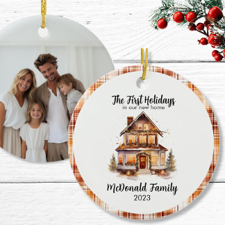 ファーストホリデーズニューハウスオレンジブラウンジンガムボホ セラミックオーナメント