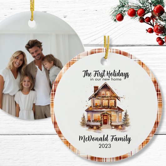 ファーストホリデーズニューハウスオレンジブラウンジンガムボホ セラミックオーナメント