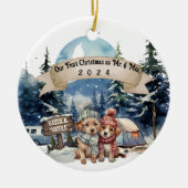 ファーストホリデーRVキャンピングカップル新婚 セラミックオーナメント (正面)