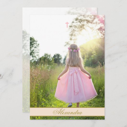 ファーストホリーカスタムコミュニオンフォト金ゴールドカラー 招待状 (正面/裏面)