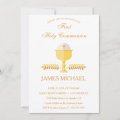 ファーストホリーコミュニオンシンプルゴールデン招待状 招待状 (正面)