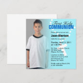 ファーストホリーコミュニオン招待状ブルークロス 招待状 (正面/裏面)