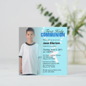 ファーストホリーコミュニオン招待状ブルークロス 招待状 (スタンド正面)