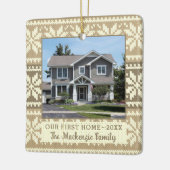 ファーストホームスノーフレークセーターの写真パーソナライズされた セラミックオーナメント (左)