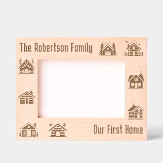 ファーストホームニューハウスカスタムファミリー名5x7 レーザー彫刻フレーム (正面)