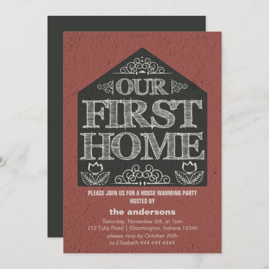 ファーストホームハウスウォーミングパーティー 招待状 (正面/裏面)