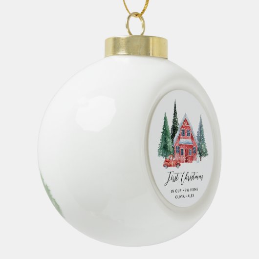 ファーストホームパーソナライズされたオーナメントニューホームギフト セラミックボールオーナメント (左)