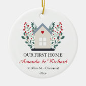 ファーストホームパーソナライズされた記念クリスマス セラミックオーナメント (正面)