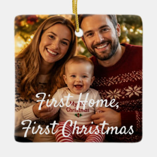 ファーストホームファーストクリスマス家族写真ワインレッド セラミックオーナメント