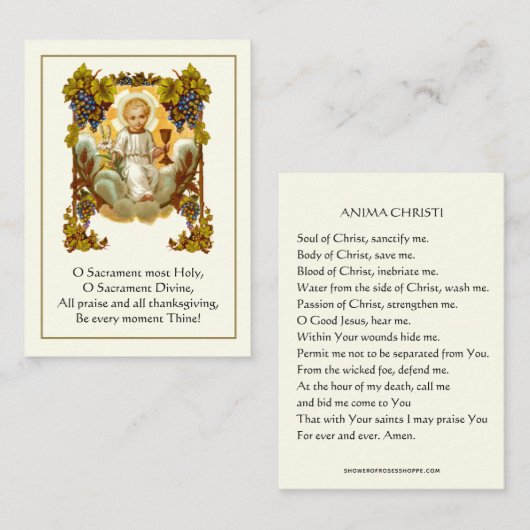 ファーストホーリーコミュニオンアニマクリスティ祈りの言葉 名刺 (正面/裏面)