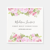 ファーストホーリーコミュニオンウッドランドバラフローラ スタンダードカクテルナプキン (正面)