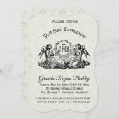 ファーストホーリーコミュニオンエンジェルホワイトレース招待状 招待状 (正面/裏面)