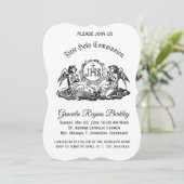 ファーストホーリーコミュニオンエンジェル白黒招待状 招待状 (スタンド正面)