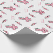 ファーストホーリーコミュニオンガールシックピンクフラワークロス ラッピングペーパー (角)