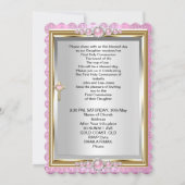 ファーストホーリーコミュニオンガールズピンクパールダマスク 招待状 (裏面)