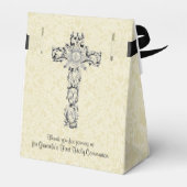 ファーストホーリーコミュニオンクロスホストベージュ色レースデザイン フェイバーボックス (裏面サイド)