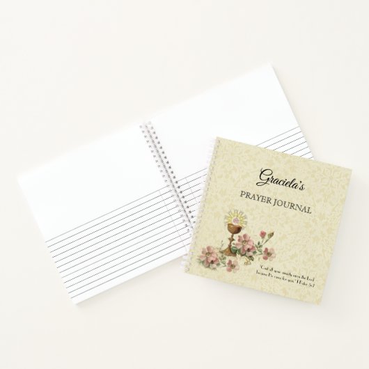 ファーストホーリーコミュニオンシャリスホストピンクフラワーズ ノートブック (内部)