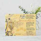 ファーストホーリーコミュニオンチャリスドーヴ招待状金ゴールド 招待状 (スタンド正面)