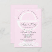 ファーストホーリーコミュニオンチャリスピンクガール 招待状 (正面/裏面)