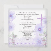 ファーストホーリーコミュニオンパープルピンクハートガール2 招待状 (裏面)