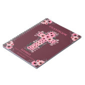 ファーストホーリーコミュニオンピンクフラワークロスゲストブック ノートブック (左側)