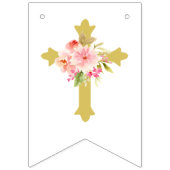 ファーストホーリーコミュニオンピンク金ゴールドお祝い バンティングフラッグ (第1の旗)