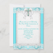 ファーストホーリーコミュニオンファーストガールズクロスアクアティール(緑がかった色)2 招待状 (裏面)
