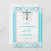 ファーストホーリーコミュニオンファーストガールズクロスアクアティール(緑がかった色)2 招待状 (正面)