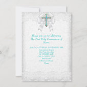 ファーストホーリーコミュニオンファーストガールズクロスアクアティール(緑がかった色)3 招待状 (裏面)